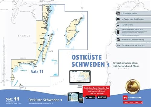 Sportbootkarten Satz 11: Ostküste Schweden 1 (Ausgabe 2023/2024): Simrishamn bis Mem mit Gotland und Öland  